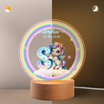 Veilleuse LED réglable en acrylique avec nom et base en bois Décoration de chambre Cadeau d'anniversaire pour les filles et les enfants