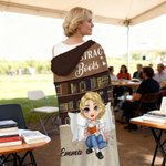 Personalized Cartoon Character Bookshelf Soft Hooded Blanket with Name Study Space Home Decor Birthday Gift for Book Lovers Family