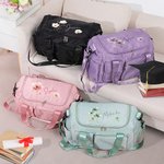 Personalized Artistic Watercolor Style Floral Multi-Compartment Large Travel Bag with Name and Shoulder Strap Travel Birthday Gift for Women