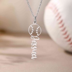 Personalised Baseball Softball Name Necklace Sport Jewellery Game Day Birthday Gift for Baseball Moms Softball Moms