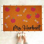 Personalizzato con una matita di mele in finta fibra di cocco e tappetino antiscivolo per la porta con testo Decorazione per la scuola Regalo per la festa dell'insegnante per gli insegnanti