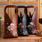Personalisierte Aquarell Stil Schmetterling Blume PU Leder Weintasche mit Namen und Griff schützende Wein Zubehör Abendessen Party Geschenk für Weinliebhaber
