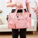 Personalized Birth Flower Cartoon Character Waterproof Large Travel Duffel Bag with Name Birthday Christmas Gift for Family Friends