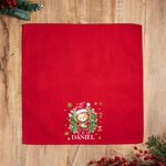 Personalised Cartoon Animals Christmas Wreath 100% Cotton Red Table Napkin with Name Table Decor Christmas Gift for Family Friend