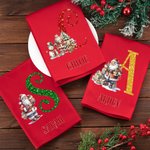 Servilleta roja personalizada de Papá Noel 100% algodón con nombre e inicial Decoración de mesa Regalo de Navidad para familia amigos
