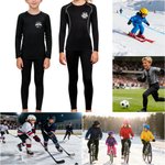 Personalised Skiing Ice Hockey Sports Theme Moisture-Wicking Thermal Functional Underwear Suit with Name Birthday Daily Wear Gift for Boys Girls