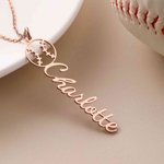Personalized Baseball Softball Name Necklace Sport Jewelry Game Day Birthday Gift for Baseball Moms Softball Moms