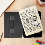 Personalized Vintage Library Card Reading Cartoon Character Kindle Page Turner Case with Name Christmas Birthday Gift for Book Lover Bookworm