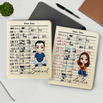 Personalised Vintage Library Card Reading Cartoon Character Pad Case Protective Cover for iPad with Name Christmas Birthday Gift for Women Men