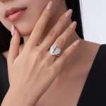 Personalized Dainty Heart Shaped Angel Wings Photo Ring with Engraved Text Anniversary Christmas Birthday Gift for Mom Wife Women