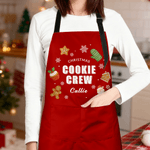 Personalized Cookie Crew Multi-Color Baking Cookie Adjustable Apron with Name and Pocket Christmas Gift for Women Friend