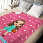 Personalised Basketball Volleyball Cartoon Character Soft Throw Blanket with Number and Name Senior Night Game Day Team Gift for Sports Lovers Coaches