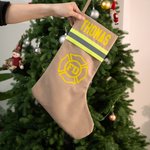 Personalized Firefighting Waterproof Christmas Stocking with Name Fireplace Decor Christmas Fire Station Gift for Firefighters