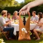 Personalisierte Aquarell Stil Schmetterling Blume PU Leder Weintasche mit Namen und Griff schützende Wein Zubehör Abendessen Party Geschenk für Weinliebhaber