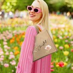 Personalized Watercolour Style Flower Large Jute Tote Bag with Name Travel Party Birthday Gift for Women