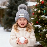 Personalized Christmas-Themed Doodle Letter Design Pom Pom Knit Beanie Hat with Name  Winter Accessory Christmas Gift for Boys Girls