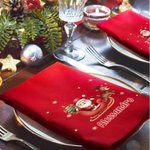 Tovagliolo riutilizzabile personalizzato in cotone con nome e design Babbo Natale decor da tavola regalo di Natale per amici e famiglia