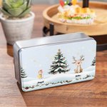 Personalised Cute 1-6 Cartoon Animals Snowflake Food-Grade Metal Biscuit Tin Storage Box with Name Christmas Gift for Family Kids