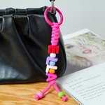 Personalized Multicolour Letter Bead Handmade Braided Bag Charm with Name Birthday Christmas Gift for Kids