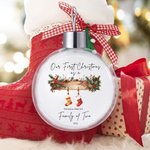 Personalized Our First Christmas 1-6 Stockings Christmas Ball Ornament with Name and Year Home Decor Christmas Gift for Family Friends