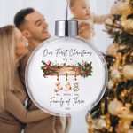 Personalized Our First Christmas 1-6 Stockings Christmas Ball Ornament with Name and Year Home Decor Christmas Gift for Family Friends