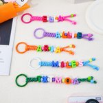 Personalized Multicolour Letter Bead Handmade Braided Bag Charm with Name Birthday Christmas Gift for Kids