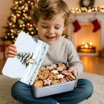 Personalised Cute 1-6 Cartoon Animals Snowflake Food-Grade Metal Biscuit Tin Storage Box with Name Christmas Gift for Family Kids