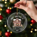 Personalized First Christmas At House Acrylic Ornament with Names Address and Year Tree Decor Christmas Gift for Family Friends New Home Movers