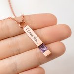 Personalizado 1-4 Lados Grabado Cenizas Urna Bar Collar con Piedra de Nacimiento y Texto Cremación Joyería Memorial Regalo para Ella Él