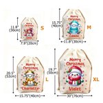 Personalized Merry Christmas Cute Snowman Drawstring Canvas Gift Bag with Name Christmas Party Gift for Kids Family