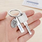 Personalized Guardian Angel Blessed Keychain with Badge Number and Card Birthday Appreciation Christmas Gift for Police
