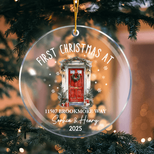 Personalised Christmas House Door Acrylic Ornament with Names and Address Home Decor Christmas Gift for Family Friends New Home Movers