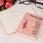 Personalized God Says I Am Name Meaning on Bible Verse A5 Leather Cover Notebook Baptism Thanksgiving Gift for Family Christians