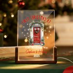 Veilleuse LED en acrylique personnalisée avec nom et socle en bois Décoration de la maison Pendaison de crémaillère Premier cadeau de Noël pour les enfants Famille Amis