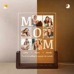Veilleuse LED Acrylique Personnalisée avec 6 Photos Titre Texte et Nom Cadeau Anniversaire pour Maman Papa Grands-Parents