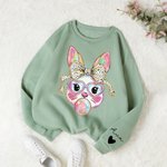 Personalized Cute Glitter Easter Bunny Multicolor T-shirt Sweatshirt with Name Easter  Birthday Gift for Kids Friends