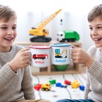Taza esmaltada personalizada con nombre de camión de construcción excavadora bulldozer 12 oz regalo de cumpleaños para niños niñas amantes de los camiones