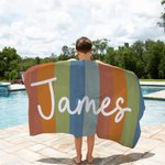 Personalised Colorful Stripe Oversized Quick Dry Beach Towel with Name Travel Essentials Summer Holiday Party Gift for Family Friends