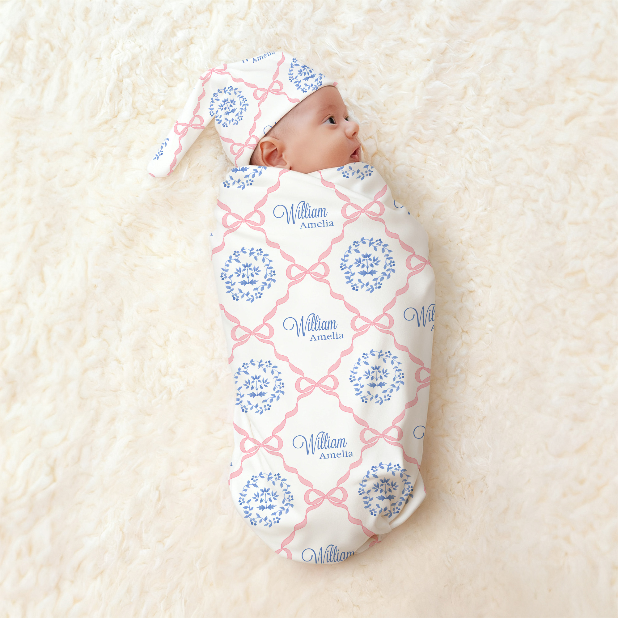 Couverture de Nid d'ange Rose Personnalisée avec Texte Douceur de Douche de Bébé Fille Cadeau de Photographie pour Bébé Nouveau-né