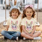 Personalized Cute Glitter Easter Bunny Multicolor T-shirt Sweatshirt with Name Easter  Birthday Gift for Kids Friends