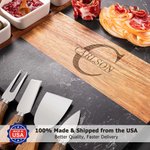 Personalized Engraved Name Acacia Marble 11 pcs Cutting Board Coaster Set with Ceramic Bowl Made in USA Housewarming Gift for Family Friend