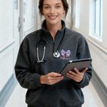 Personnalisé Infirmière en réanimation, noeud brodé, Stethoscope, T-shirt, sweat-shirt à capuche avec fermeture éclair et nom Cadeau de la journée des infirmières pour le personnel médical