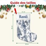 Bas de Noël Personnalisé avec Nom et Motif Style de Toile de Jouy Décoration Maison Cadeau de Noël pour Enfants Famille Amis