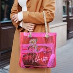 Personalized 2 Styles Birth Flower Holographic Clear Tote Bag with Name Beach Daily Accessories Bachelorette Party Christmas Gift for Brides Women