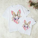 Personalized Cute Glitter Easter Bunny Multicolor T-shirt Sweatshirt with Name Easter  Birthday Gift for Kids Friends