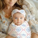 Couverture de Nid d'ange Rose Personnalisée avec Texte Douceur de Douche de Bébé Fille Cadeau de Photographie pour Bébé Nouveau-né