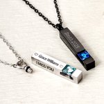 Personalizado 1-4 Lados Grabado Cenizas Urna Bar Collar con Piedra de Nacimiento y Texto Cremación Joyería Memorial Regalo para Ella Él
