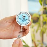 Personalized Acrylic Retractable Skeleton Badge Reel with Text Birthday Christmas Gift for Nurses Doctors