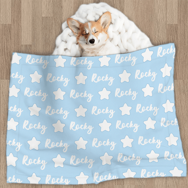 Personalized Multicolor Stars Soft Throw Pet Blanket with Name Pet Birthday Adoption Anniversary Gift for Pet Lovers Owners