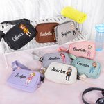 Personalizzato Cartoon Sport Ragazza Nome impermeabile Crossbody Fanny Pack Waist Bag con cinturino regolabile per allenamento Corsa Regalo di compleanno per le donne